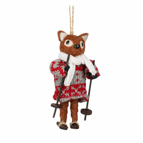 Räv med skidor som julgranspynt
