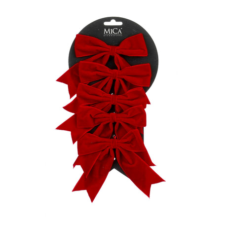 Røde sløjfer 6-pak i polyester til dekoration