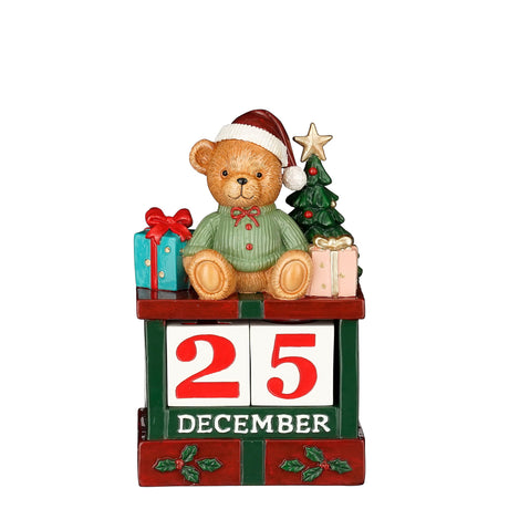 Julkalender med nalle i polyresin