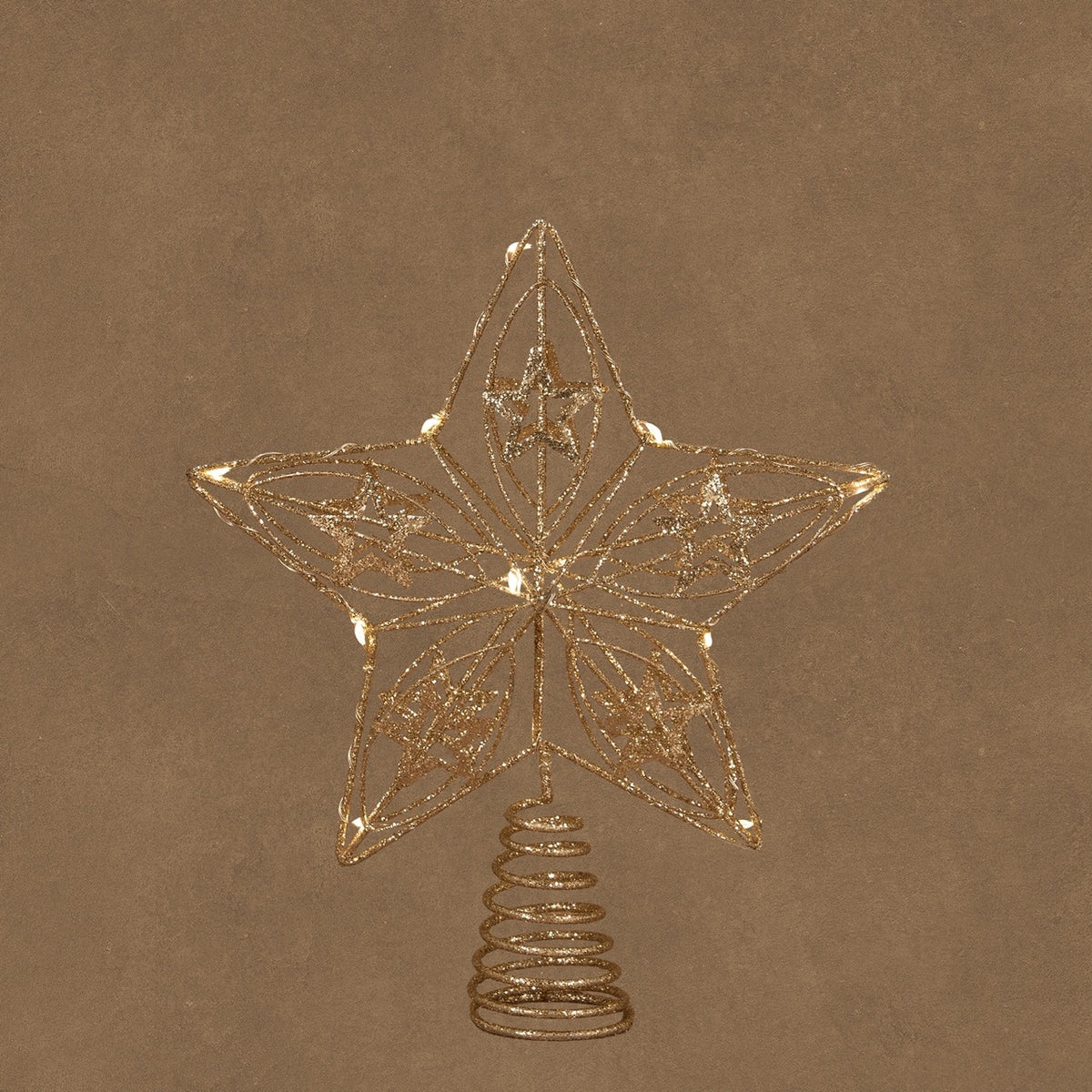 Toppstjärna med ljus i champagnefärgad metall, 25 cm hög från Luca Lighting