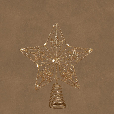 Toppstjärna med ljus i champagnefärgad metall, 25 cm hög från Luca Lighting
