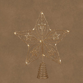 Toppstjärna med ljus i champagnefärgad metall, 30 cm hög från Luca Lighting