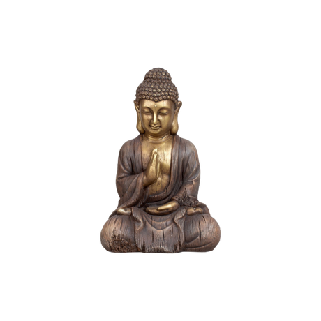 Buddha 45 cm høj brun & guldfarvet