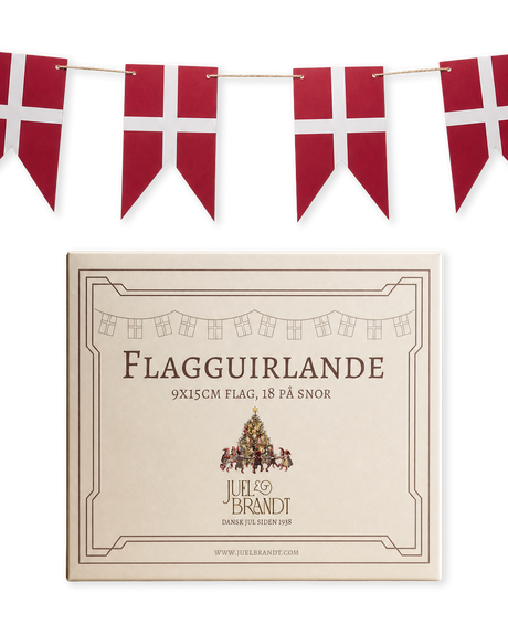 Flaggslinga med 18 Dannebrogsflaggor från Juel & Brandt