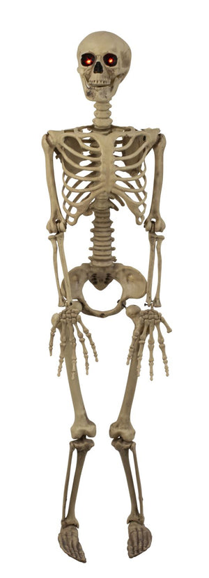 Hængende skelet 90 cm højt med lysende røde øjne til Halloween dekoration