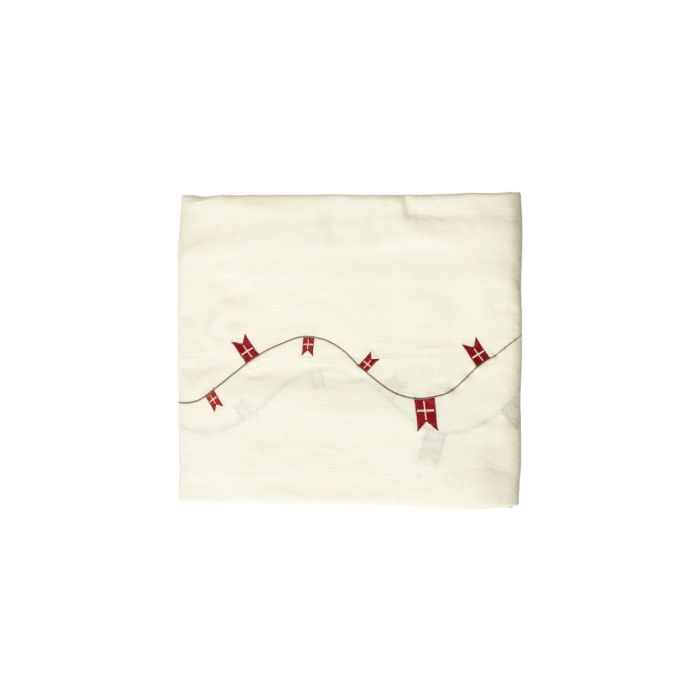 Fødselsdagsdug med flag 140 cm x 360 cm hvid
