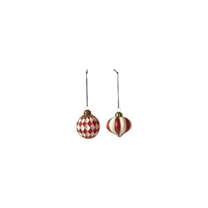 Julekugle harlekin eller striber 6 cm i dia
