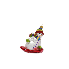 Julekugle Snemand på snowboard