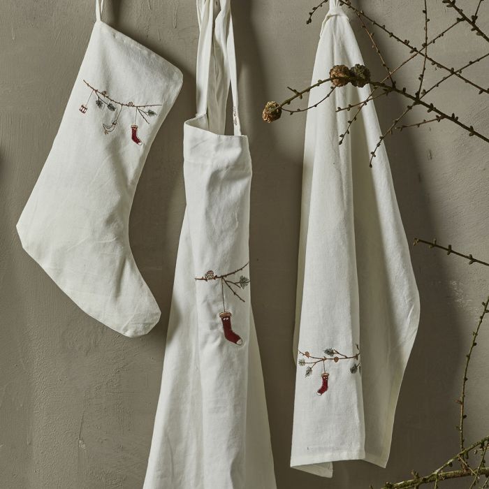 Viskestykke med broderi jul