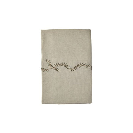 Juledug 140 cm x 240 cm hørfarvet med broderi