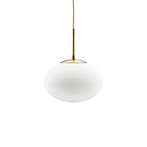 Hvid Opal pendel fra House Doctor med messingfinish