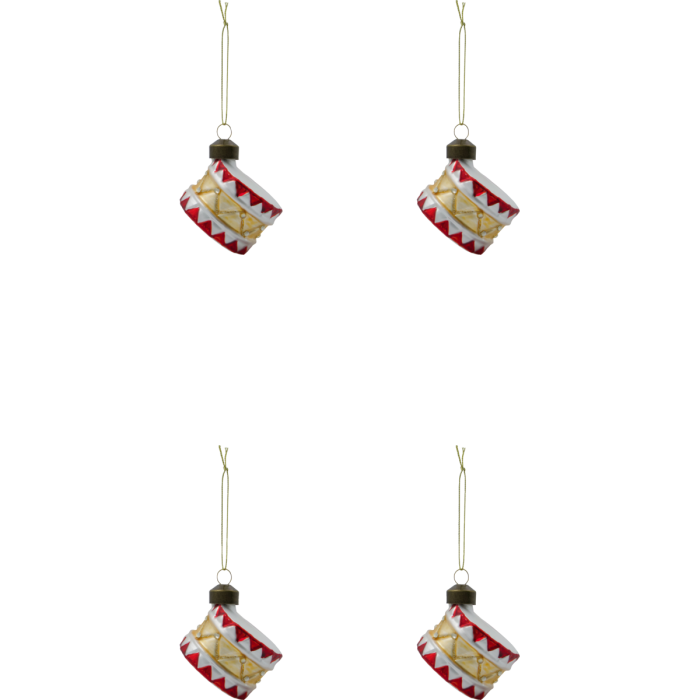 Julekugler formet som trommer 4 stk.