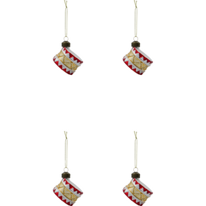 Julekugler formet som trommer 4 stk.