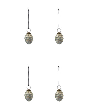 4-pack kotteformade julkulor i antiksilver från House Doctor