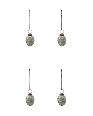 4-pack kotteformade julkulor i antiksilver från House Doctor