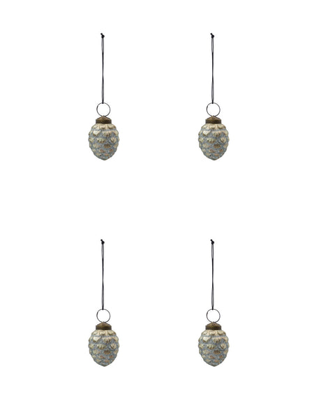 4-pack kotteformade julkulor i antiksilver från House Doctor