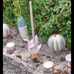 Lysestage til kertelys luftballon gul & aqua