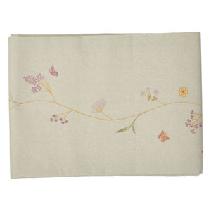 Sommerdug med blomster coated 140 cm x 240 cm hørfarvet 