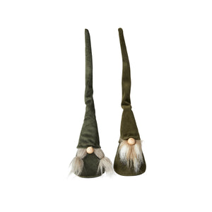 Kaj och Line tomtefigurer 26 cm höga från Speedtsberg i grön velour