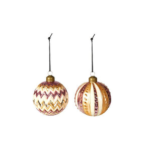 Julekugle bordeaux guld hvid