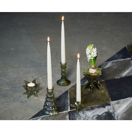 Glaslysestage stjerne grøn