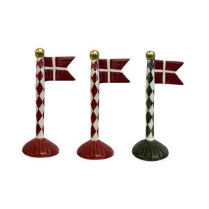 Flagstang med spidsflag 19 cm højt med harlekinmønster