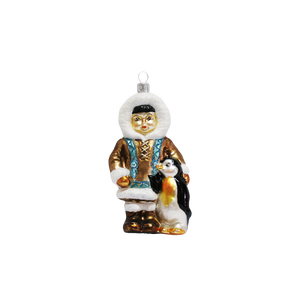 Julekugle Inuit med pingvin
