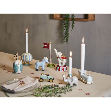 Lysestage til kertelys lokomotiv lyseblåt