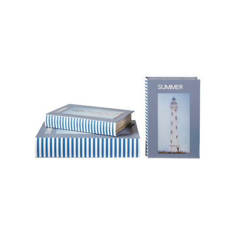 Speedstberg æske udformet som bog udsmykket med fyrtårn