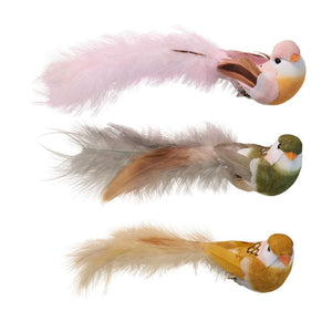 Fugle med klips 13 cm lang