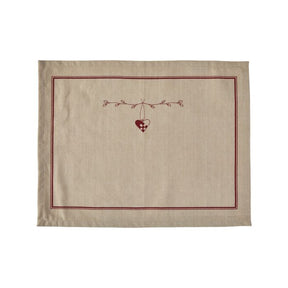 Dækkeserviet i stof natur/rød