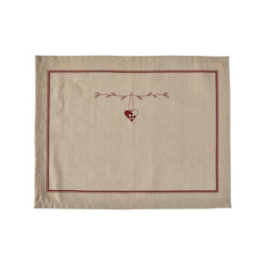 Dækkeserviet i stof natur/rød