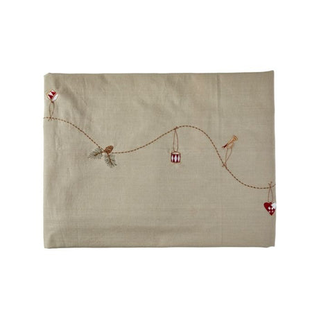 Juledug 140 cm x 240 cm hørfarvet bomuld