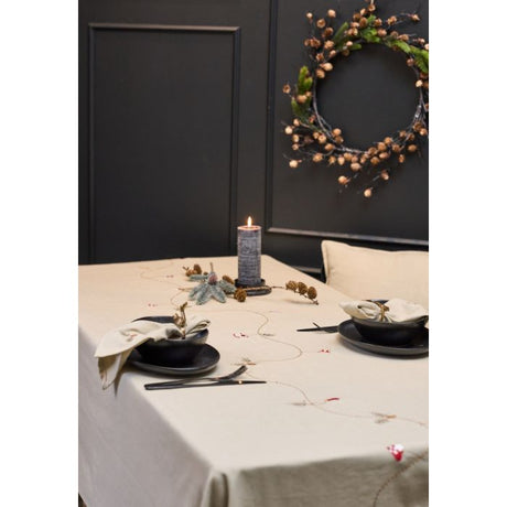 Juledug 140 cm x 360 cm hørfarvet bomuld