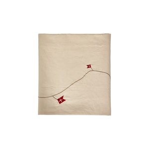 Fødselsdagsdug med flagguirlande 140 cm x 360 cm natur bund fra Speedtsberg
