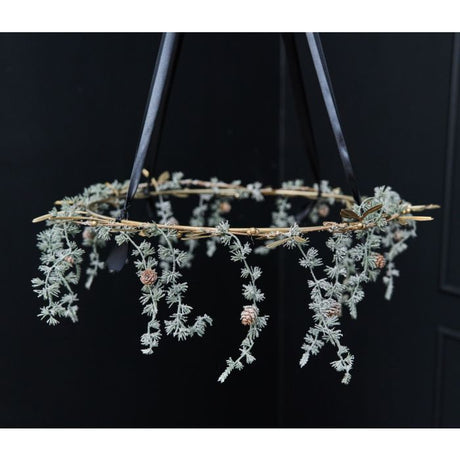 Guirlande med sne og kogler 180 cm lang