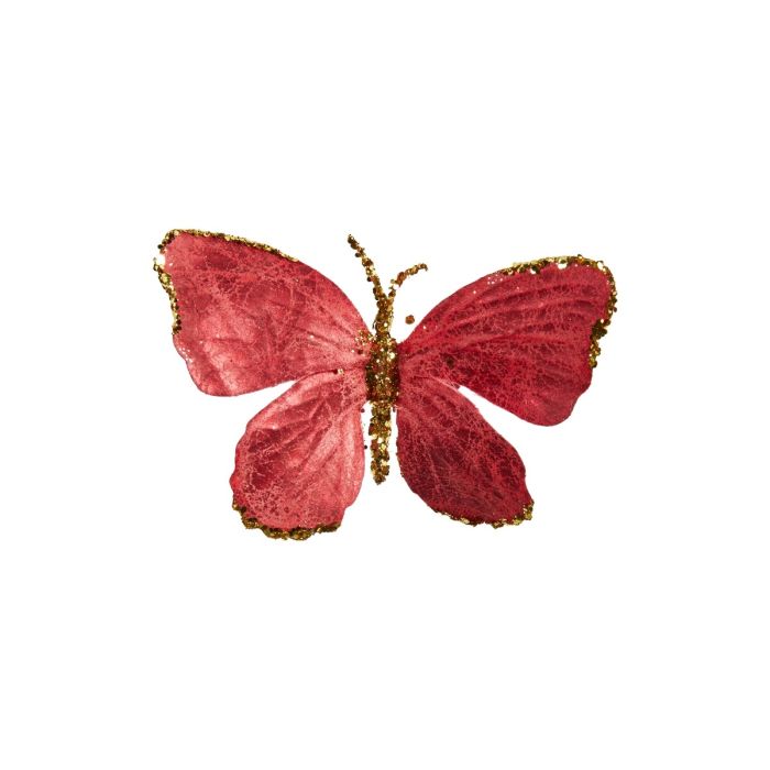 Rød sommerfugle med guldfarvede detaljer og klips fra Speedtsberg.