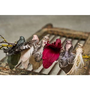 Fugl med klips og røde fjer