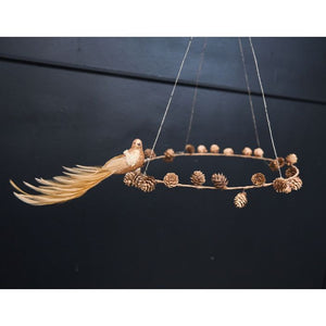 Fugl med klips 22 cm lang ravfarvet