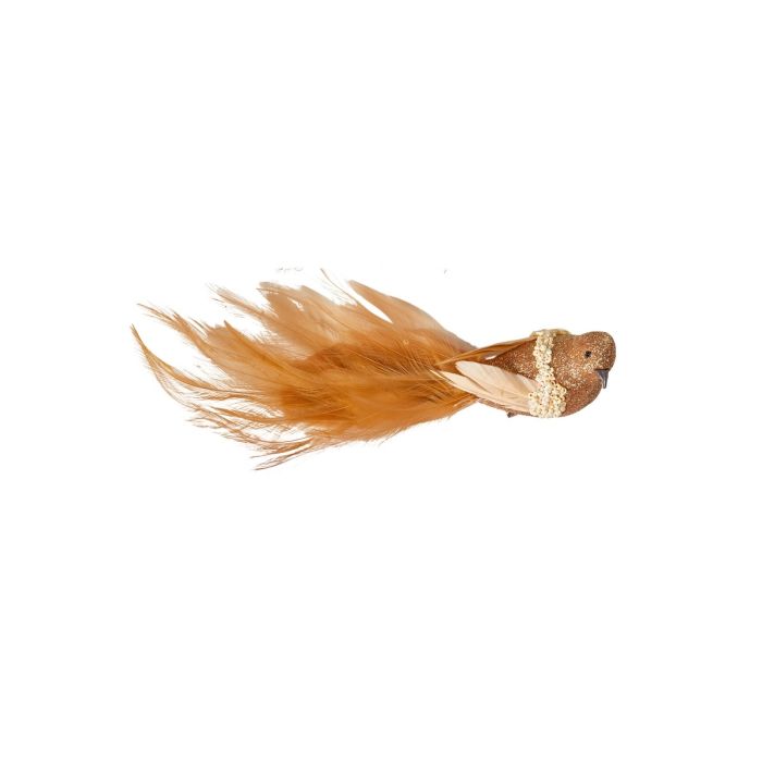 Fugl med klips 22 cm lang ravfarvet