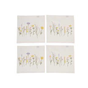 4 stofservietter med blomsterbroderi fra Speedtsberg