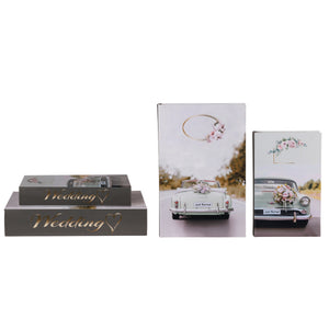 Sæt med to æsker til brudeparret i boglignende format