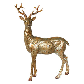 Rådjur i antik guldfärg med horn, 22 cm högt, från Speedtsberg i polyresin