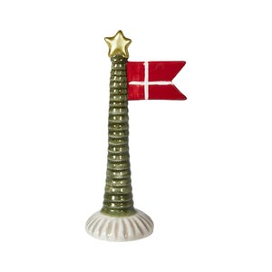 Julgran med stjärna och flagga i keramik, 15 cm hög, från Speedtsberg