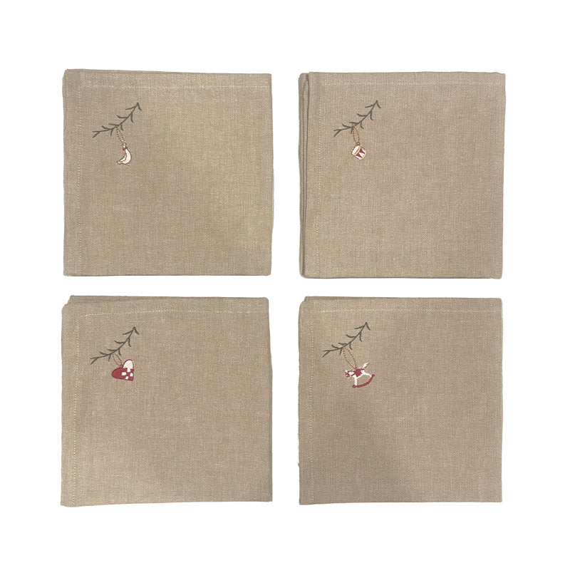 Tygservetter med julbroderi, 4-pack från Speedtsberg