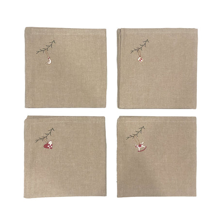 Tygservetter med julbroderi, 4-pack från Speedtsberg