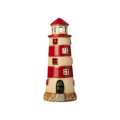 Ib Laursen fyrtårn i stentøj røde og hvide striber