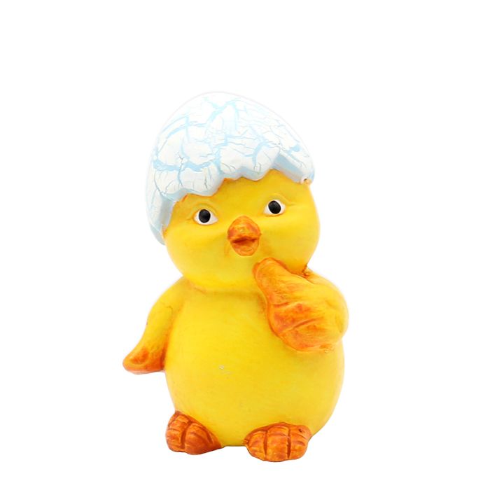 Kylling med æggeskal på hovedet 7 cm høj