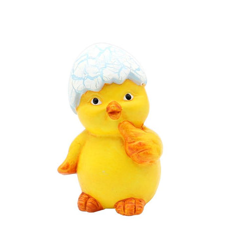 Kylling med æggeskal på hovedet 7 cm høj