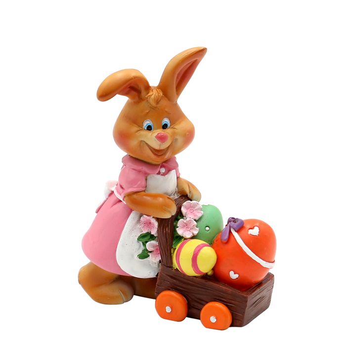 Påskehare med æg i trillebør